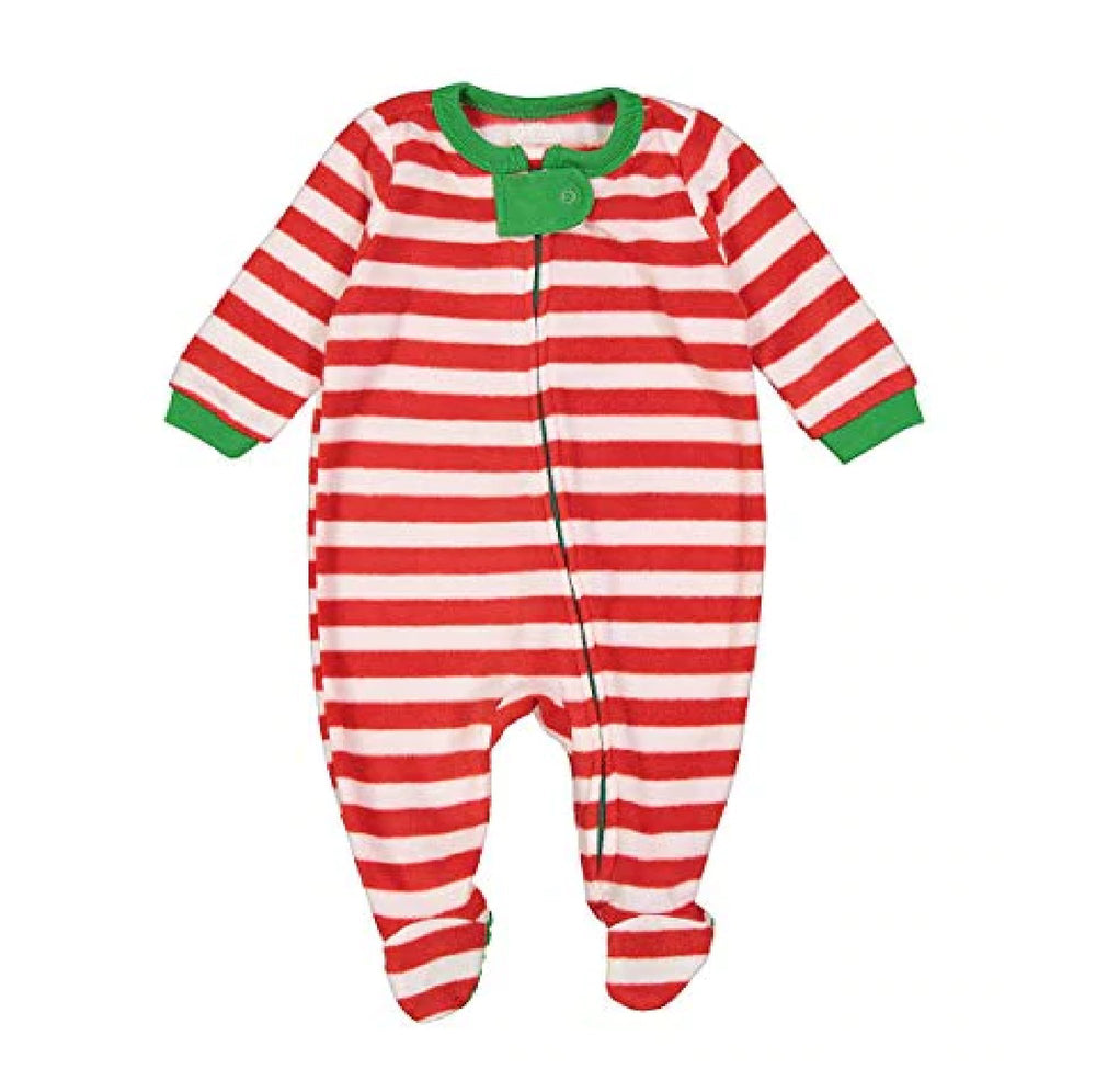Elowel Footed Fleece Christmas Striped Pajama Sleeper (Unisex - Baby, Toddler)