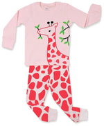 Elowel Little Girls Giraffe 2 Piece Pajama Set 100% Cotton (Size6M-8Y)