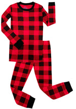 Elowel Kids and Adults plaid pjs Matching Family Christmas Pajamas - Red & Black Checked