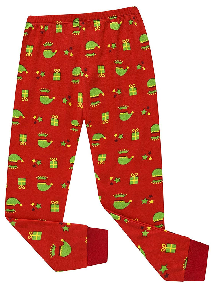 Elowel Family Matching Christmas Pajamas - his and hers christmas pajamas -Red & Green  2-Piece PJ Set 100% Cotton