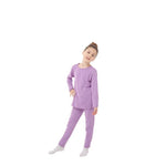  Girls Thermal Underwear Set Kids Long Johns Fleece Lined  Base Layer Top & Bottom Thermals For Girl Lavender Medium