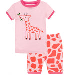 Elowel Girls Giraffe 2 Piece Pajama Set 100% Cotton (Toddler, Little & Big Girls)