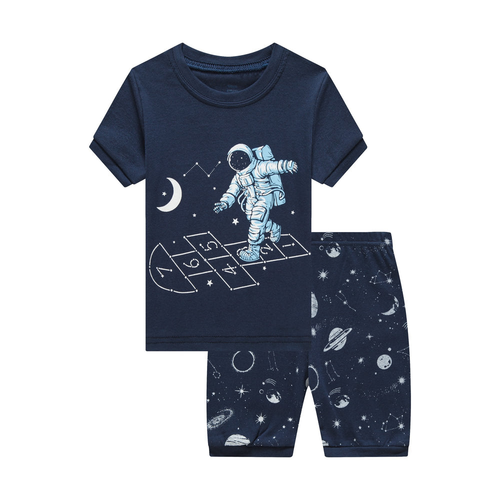 Elowel Boys Short Sleeve Astronaut 2 Piece Pajama Set Size 8