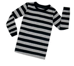 Elowel Boys Girls Grey and Black Stripe 2 Piece Pajama Set 100% Cotton