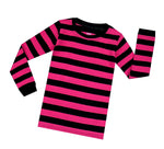 Elowel Boys Girls Pink and Navy Stripe 2 Piece Pajama Set 100% Cotton (Size 12 M-12 Years)