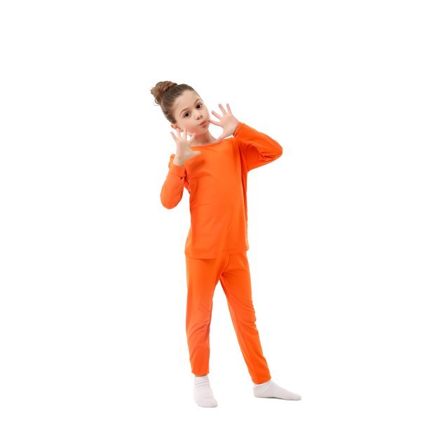 Elowel Thermal Underwear Set for Girls Kids Thermals Base Layer XS Orange