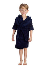 Elowel Boys Girls Navy Hooded Childrens Fleece Sleep Robe Size 2 Toddler -14Y