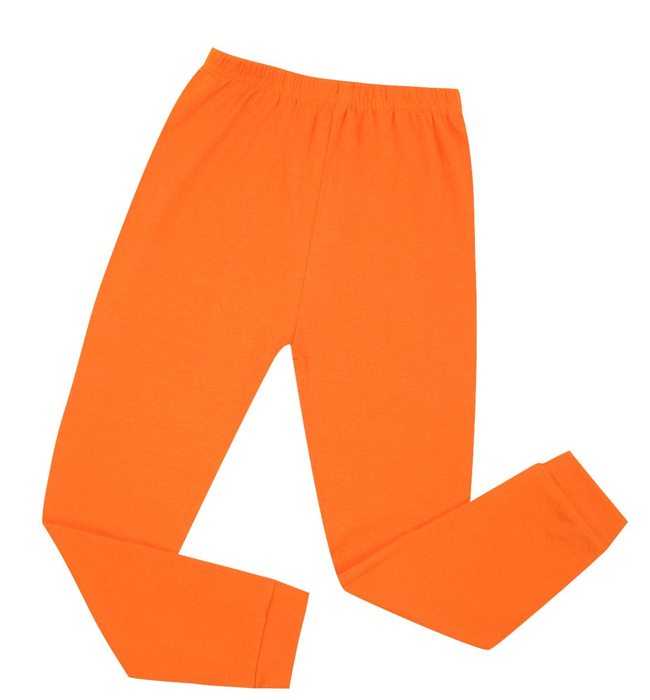 Elowel Boys Girls Orange Solid long shirts 2 Piece Pajama Set 100% Cotton (Size 2-12 Years)
