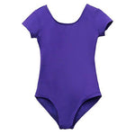 Elowel Kids Girls' Basic Short Sleeve Leotard (Size 2-14 Years) Purple