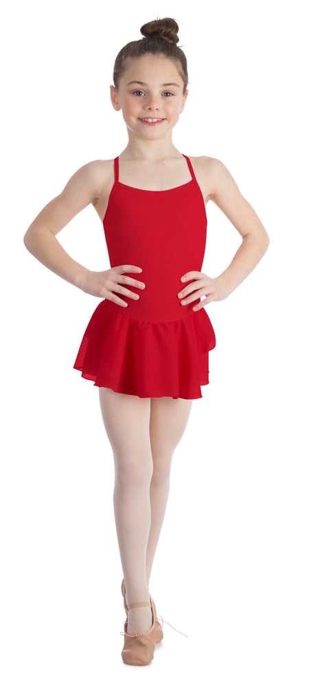 Elowel Kids Girls Basic Skirted Camisole Leotard  (Size 2-14 Years) Color Red