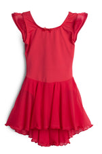 Elowel Kids Girls Flutter Leotard Dress  (Size 2-14 Years) Red