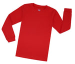 Elowel Boys Girls Red Solid 2 Piece long sleeve pajama set Pajama Set 100% Cotton (Size 12 Months -12 Years)