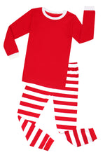 Elowel Boys Girls Christmas Red Top & Red White Pants  2 Piece Kids Pajamas Set 100% Cotton 6M-12Y