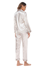 Elowel Silk Satin Pajama Set for Women - Satin Pajamas  Button Down Sleepwear - Full Sleeve Satin Pajamas Women Loungewear Color Champange