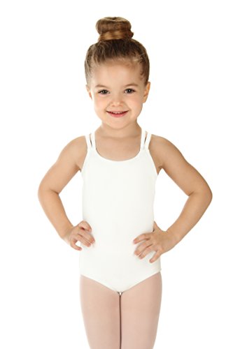 Elowel Kids Girls' Double Strap Camisole Leotard (Size 2-14 Years) White